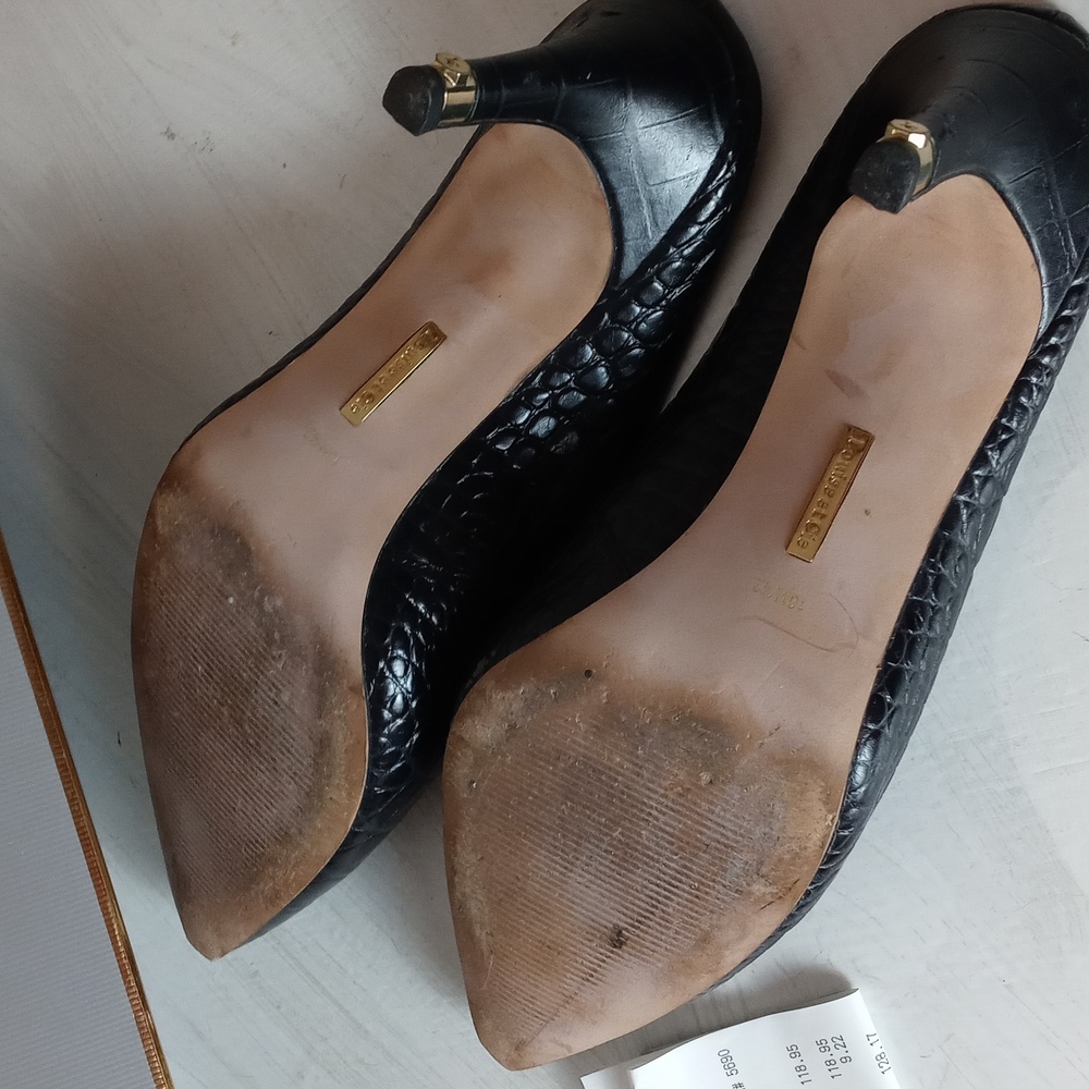Louise Et Cie Lo-Karas Black Mayfair Croco Pointy Toe Slides View 6
